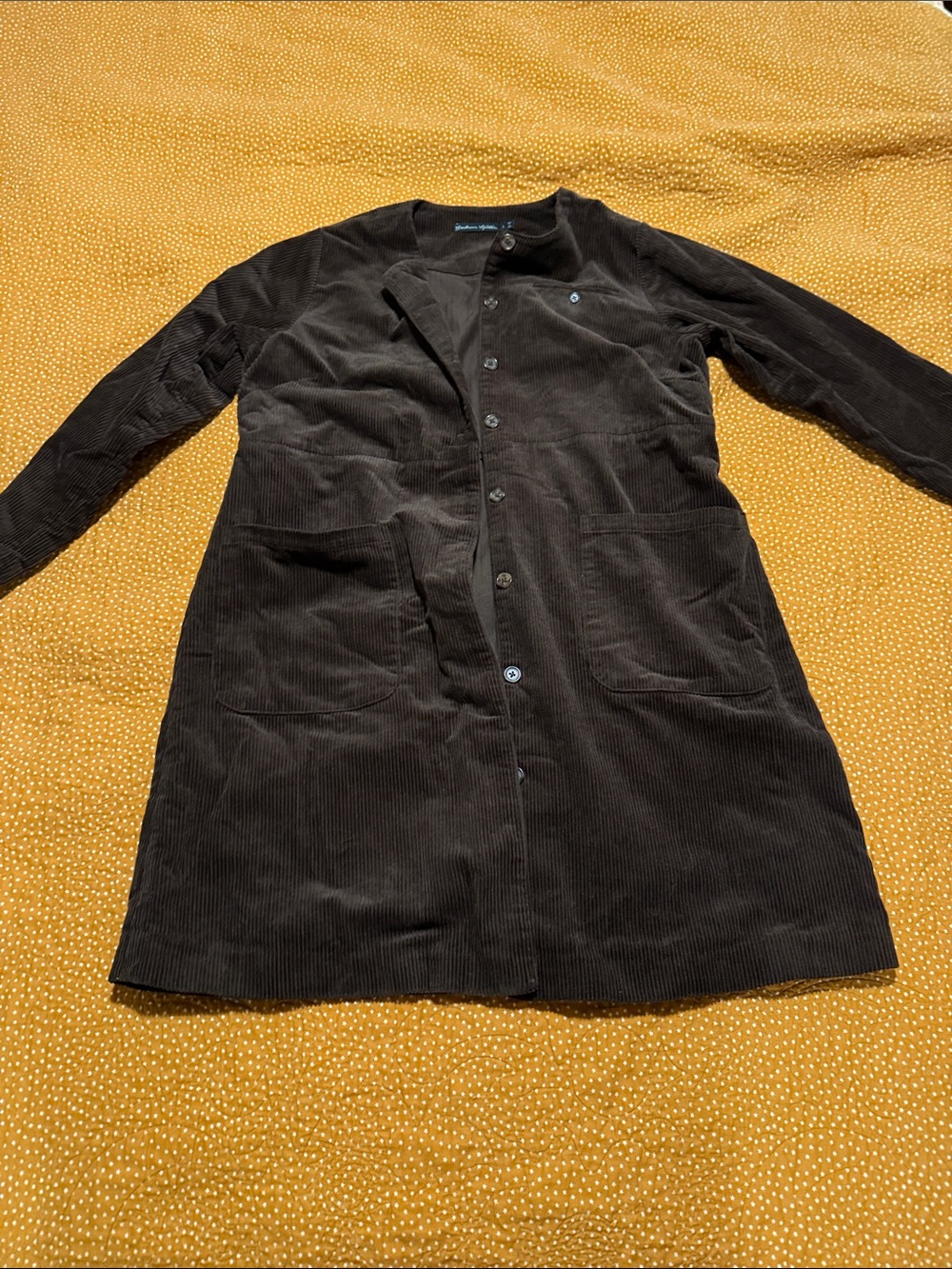 Dark Brown Corduroy Button-Front Women's Coat